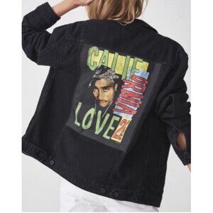 Tupac 2Pac California Love Cotton On Black Dark Denim Jacket - Unisex Small